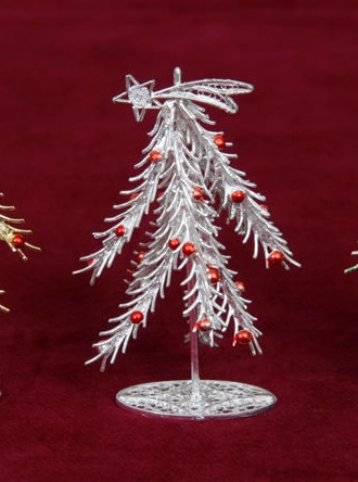 Soprammobile ad albero di Natale in filigrana d’argento