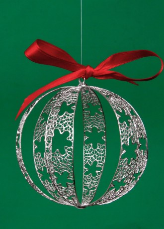 Grande Pallina di Natale in Filigrana Rodiata