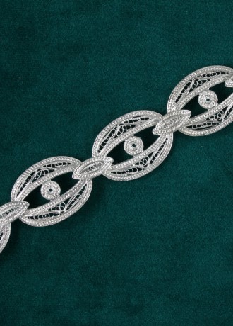 Bracciale A Grandi Ovali in Filigrana Rodiata