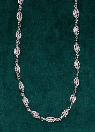 Collana a Fogliette in Filigrana Rodiata