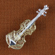 Spilla a Violino di Paganini in Filigrana Bicolore